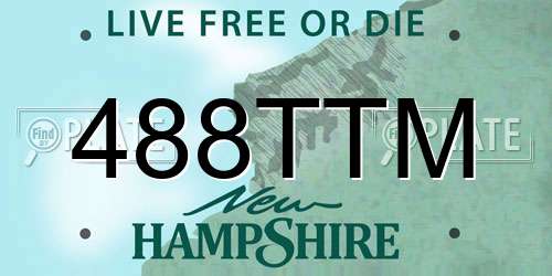 488TTM New Hampshire License Plate