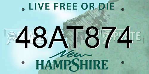 48AT874 New Hampshire License Plate