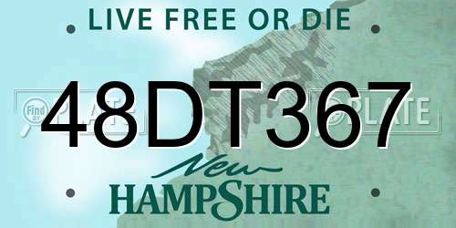 48DT367 New Hampshire License Plate