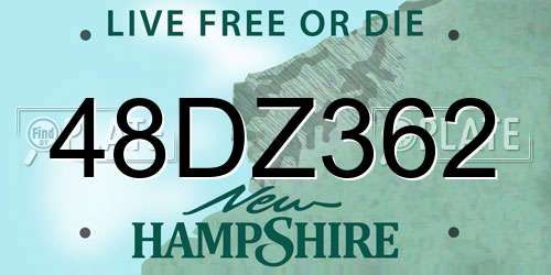 48DZ362 New Hampshire License Plate