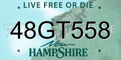 48GT558 New Hampshire License Plate