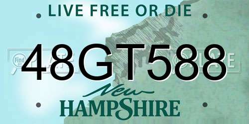 48GT588 New Hampshire License Plate