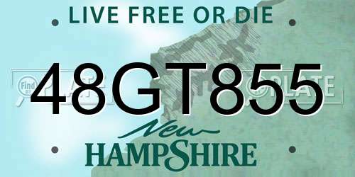 48GT855 New Hampshire License Plate