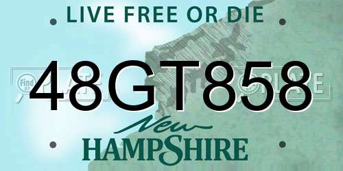 48GT858 New Hampshire License Plate
