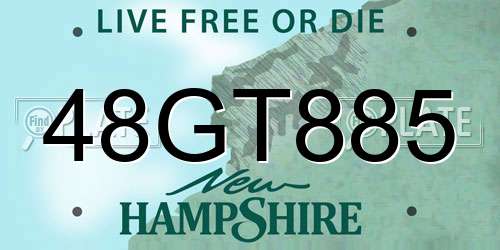 48GT885 New Hampshire License Plate