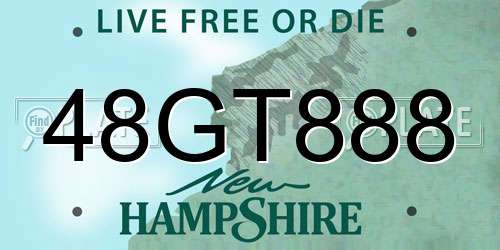 48GT888 New Hampshire License Plate