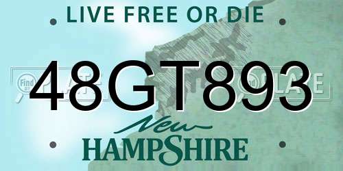 48GT893 New Hampshire License Plate