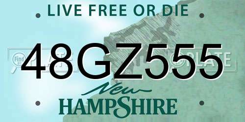 48GZ555 New Hampshire License Plate