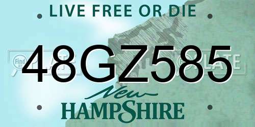 48GZ585 New Hampshire License Plate