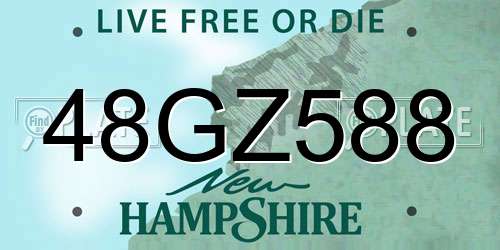 48GZ588 New Hampshire License Plate