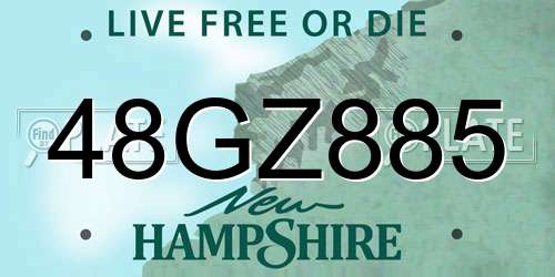 48GZ885 New Hampshire License Plate