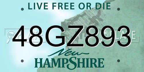 48GZ893 New Hampshire License Plate