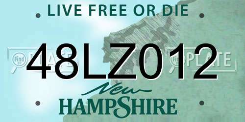 48LZ012 New Hampshire License Plate