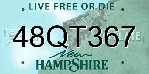 48QT367 New Hampshire License Plate
