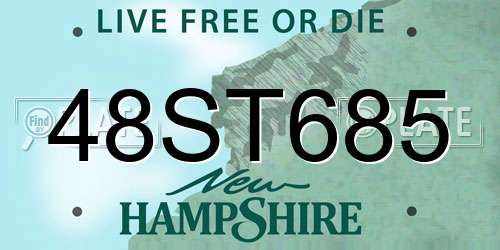 48ST685 New Hampshire License Plate