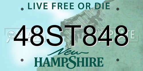48ST848 New Hampshire License Plate