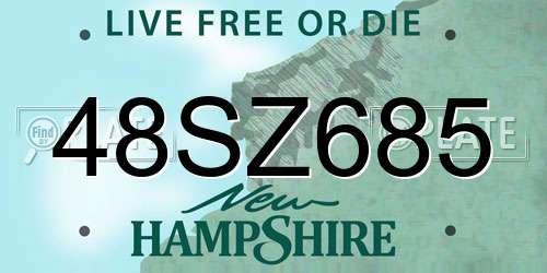 48SZ685 New Hampshire License Plate