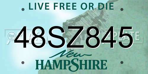 48SZ845 New Hampshire License Plate