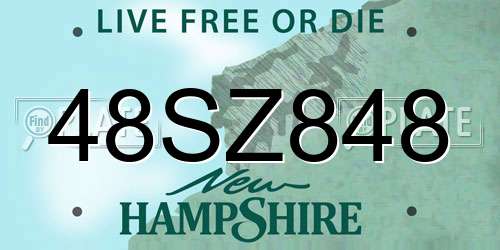 48SZ848 New Hampshire License Plate