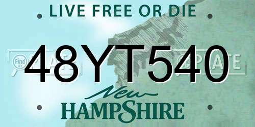 48YT540 New Hampshire License Plate