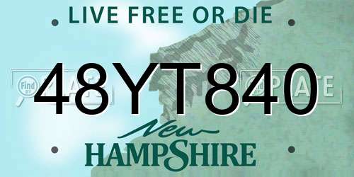 48YT840 New Hampshire License Plate