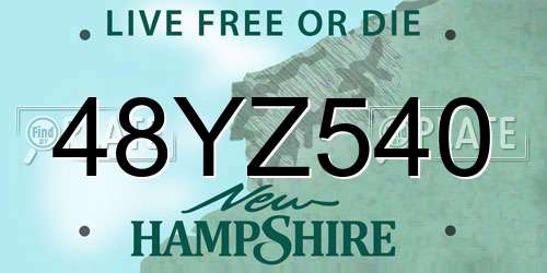 48YZ540 New Hampshire License Plate