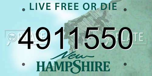 4911550 New Hampshire License Plate