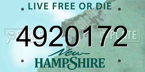 4920172 New Hampshire License Plate