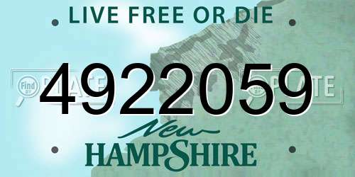 4922059 New Hampshire License Plate