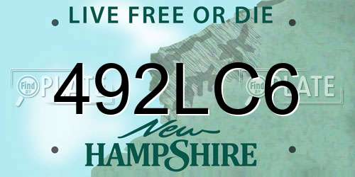 492LC6 New Hampshire License Plate