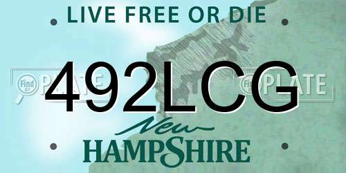 492LCG New Hampshire License Plate