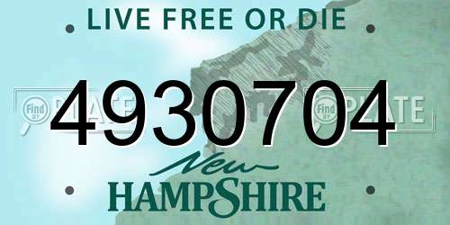 4930704 New Hampshire License Plate
