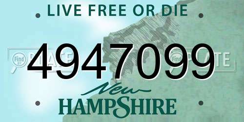 4947099 New Hampshire License Plate