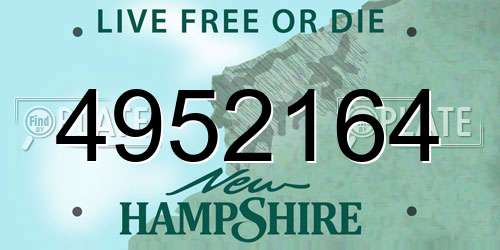 4952164 New Hampshire License Plate