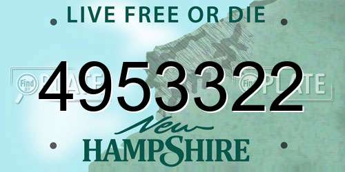 4953322 New Hampshire License Plate