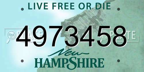 4973458 New Hampshire License Plate