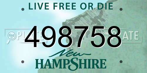 498758 New Hampshire License Plate