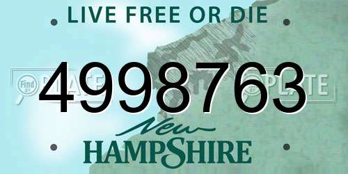 4998763 New Hampshire License Plate