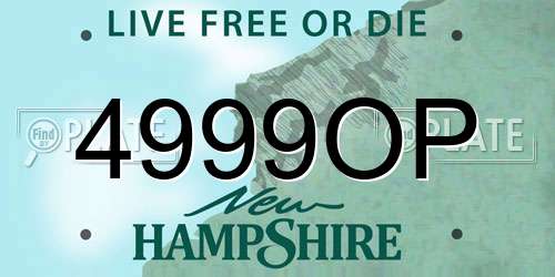 4999OP New Hampshire License Plate