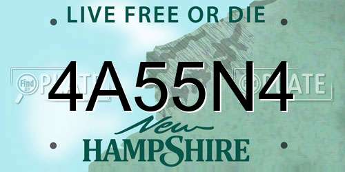 4A55N4 New Hampshire License Plate
