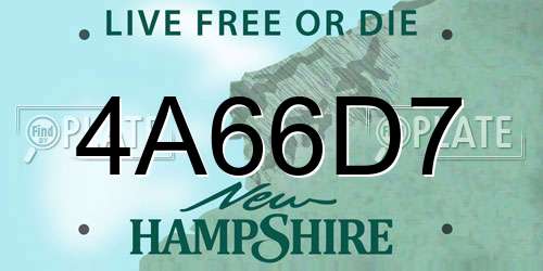 4A66D7 New Hampshire License Plate