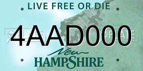 4AAD000 New Hampshire License Plate