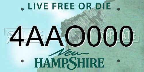 4AAO000 New Hampshire License Plate