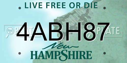 4ABH87 New Hampshire License Plate