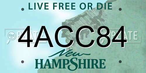 4ACC84 New Hampshire License Plate