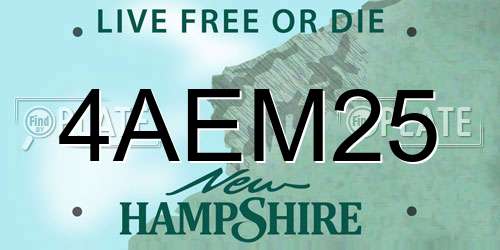 4AEM25 New Hampshire License Plate