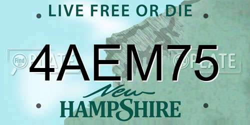 4AEM75 New Hampshire License Plate