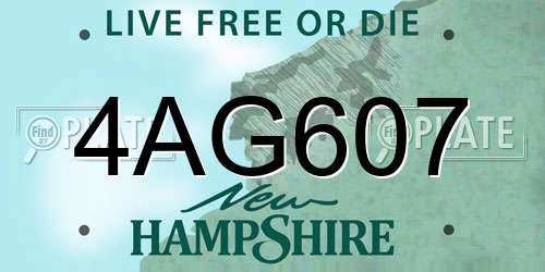 4AG607 New Hampshire License Plate