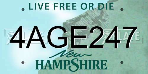 4AGE247 New Hampshire License Plate