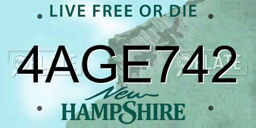 4AGE742 New Hampshire License Plate